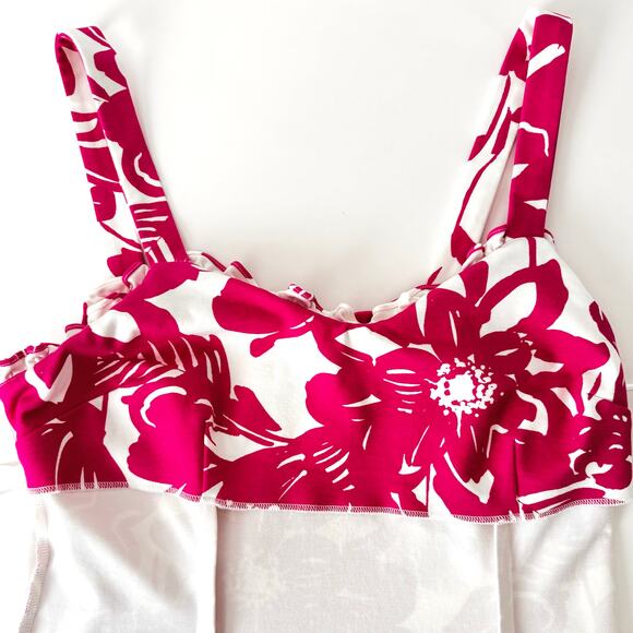 Trina Turk Zile Sleeveless Ruffle Sheath Dress in Fuchsia / White Floral Size 10 - Picture 9 of 11